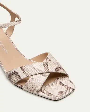 Stuart Weitzman 50mm Vinnie Snake-Embossed Leather Sandals | Thumbnail 4