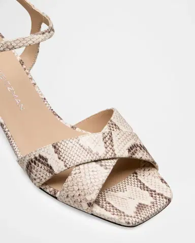 Stuart Weitzman 50mm Vinnie Snake-Embossed Leather Sandals | Thumbnail 6
