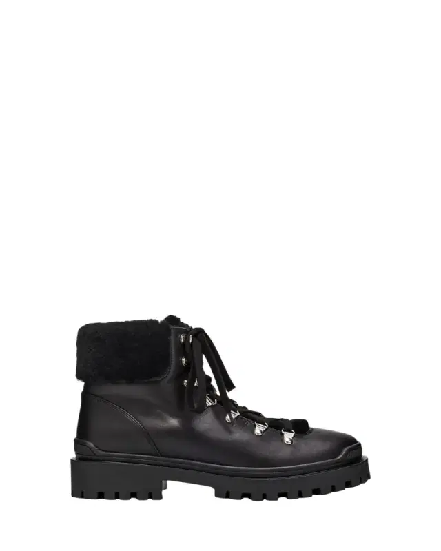 Aquatalia Coralie Leather & Shearling Hiking Boots
