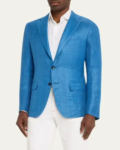 Kiton Men's Linen, Cashmere and Silk Herringbone Sport Coat | Thumbnail 4 Kiton Men's Linen, Cashmere and Silk Herringbone Sport Coat | Thumbnail 4