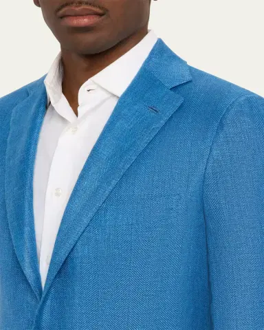 Kiton Men's Linen, Cashmere and Silk Herringbone Sport Coat | Thumbnail 5 Kiton Men's Linen, Cashmere and Silk Herringbone Sport Coat | Thumbnail 5