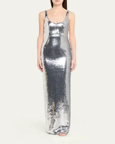 Alex Perry Sleeveless Sequined Column Singlet Gown | Thumbnail 2
