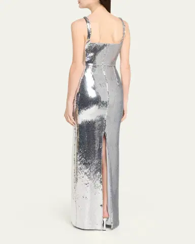 Alex Perry Sleeveless Sequined Column Singlet Gown | Thumbnail 3