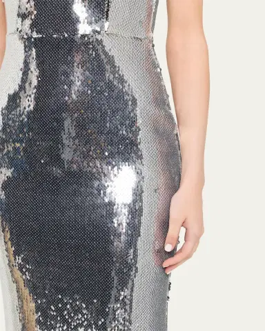 Alex Perry Sleeveless Sequined Column Singlet Gown | Thumbnail 5