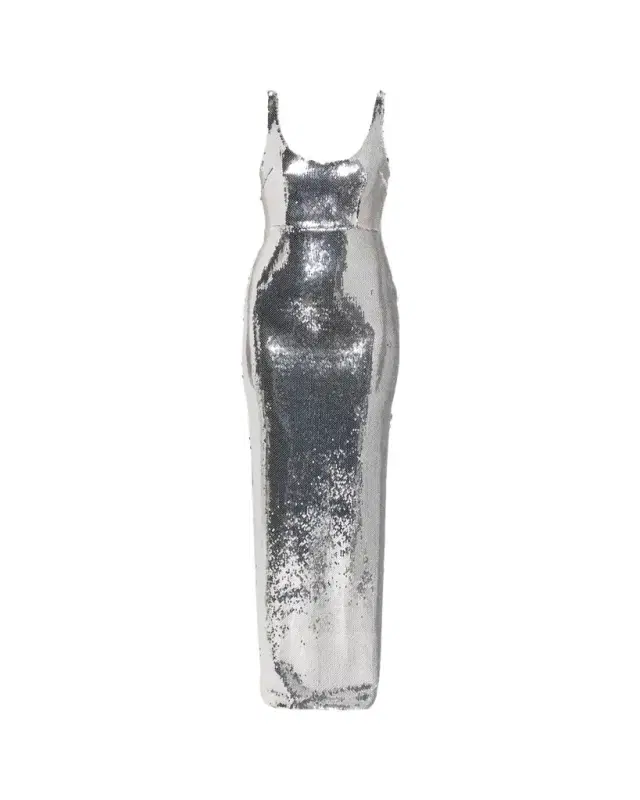 Sleeveless Sequined Column Singlet Gown