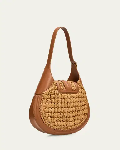 Giorgio Armani Small Raffia & Leather Hobo Bag | Thumbnail 3 Giorgio Armani Small Raffia & Leather Hobo Bag | Thumbnail 3