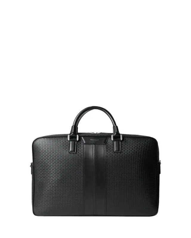 Serapian Men's Slim Stepan Canvas and Leather Briefcase