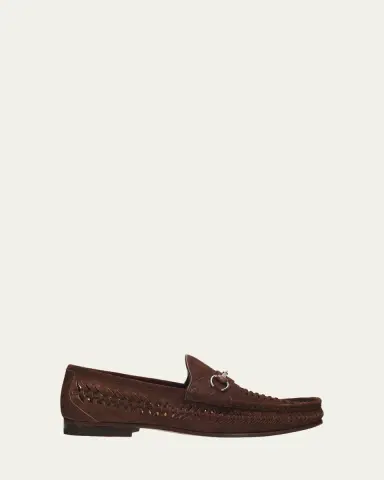 Gucci Men's Horsebit 1953 Woven Suede Bit Loafers | Thumbnail 4 Gucci Men's Horsebit 1953 Woven Suede Bit Loafers | Thumbnail 4