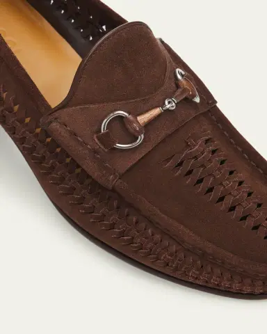 Gucci Men's Horsebit 1953 Woven Suede Bit Loafers | Thumbnail 6 Gucci Men's Horsebit 1953 Woven Suede Bit Loafers | Thumbnail 6