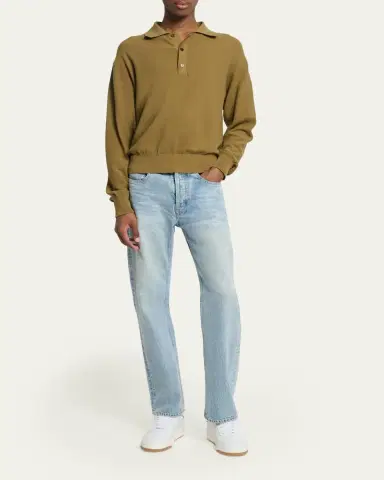 Saint Laurent Men's Cotton Knit Polo Sweater | Thumbnail 2