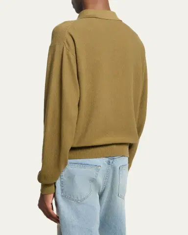 Saint Laurent Men's Cotton Knit Polo Sweater | Thumbnail 3