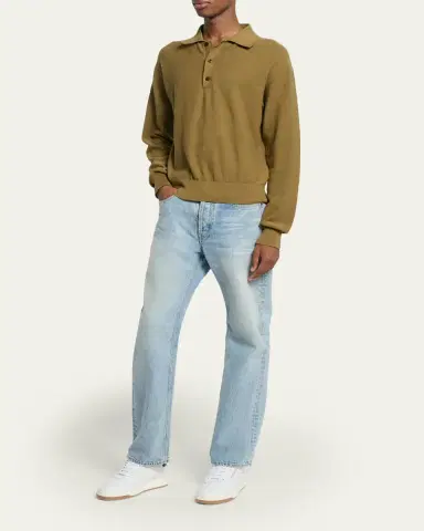 Saint Laurent Men's Cotton Knit Polo Sweater | Thumbnail 4