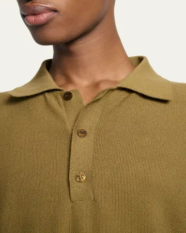 Saint Laurent Men's Cotton Knit Polo Sweater | Thumbnail 5