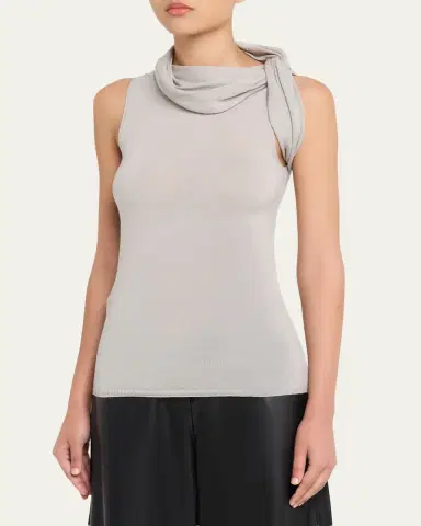 Rick Owens Twisted Cowl-Neck Sleeveless Top | Thumbnail 4