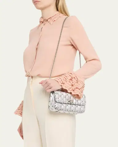 Valentino Garavani Quilted Rockstud Metallic Leather Top-Handle Bag | Thumbnail 2 Valentino Garavani Quilted Rockstud Metallic Leather Top-Handle Bag | Thumbnail 2