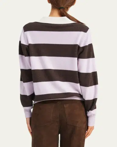 Sprwmn Striped Cashmere Polo Sweater | Thumbnail 3