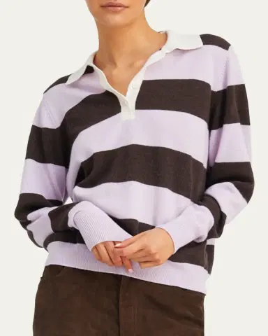 Sprwmn Striped Cashmere Polo Sweater | Thumbnail 4