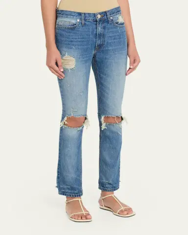Brandon Maxwell The Riggs Distressed Crop Cigarette Jeans | Thumbnail 4 Brandon Maxwell The Riggs Distressed Crop Cigarette Jeans | Thumbnail 4