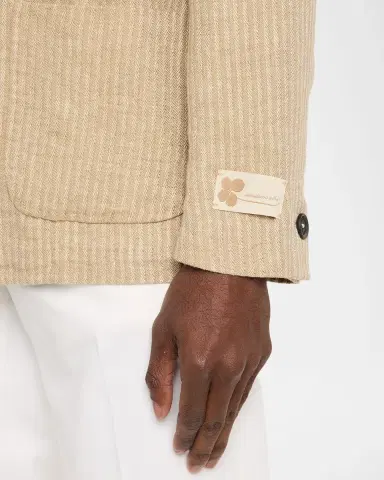 Massimo Alba Men's Linen and Cotton Band-Collar Stripe Jacket | Thumbnail 9