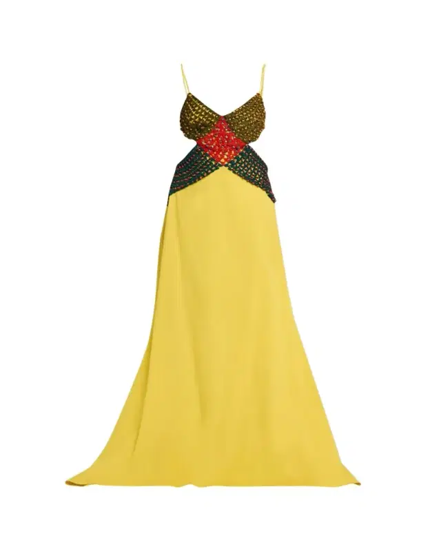 Crochet Crossing Cutout Maxi Dress