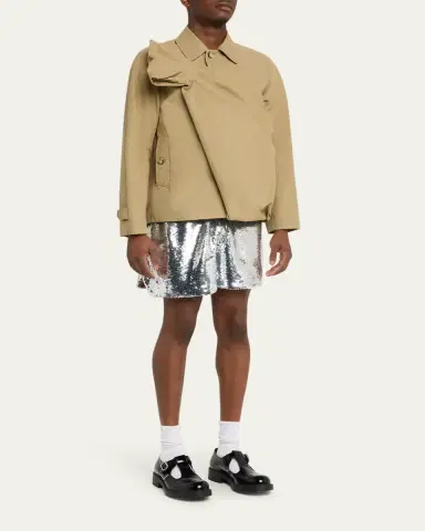 Simone Rocha Men's Pleated Bow Shirt Jacket | Thumbnail 2 Simone Rocha Men's Pleated Bow Shirt Jacket | Thumbnail 2