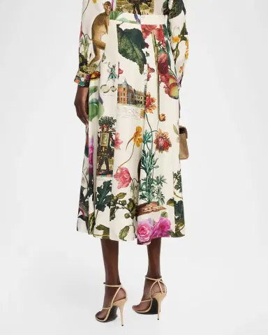 Libertine Hollyhock Silk Midi Tulip Skirt | Thumbnail 2