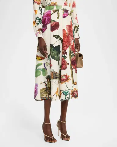 Libertine Hollyhock Silk Midi Tulip Skirt | Thumbnail 3
