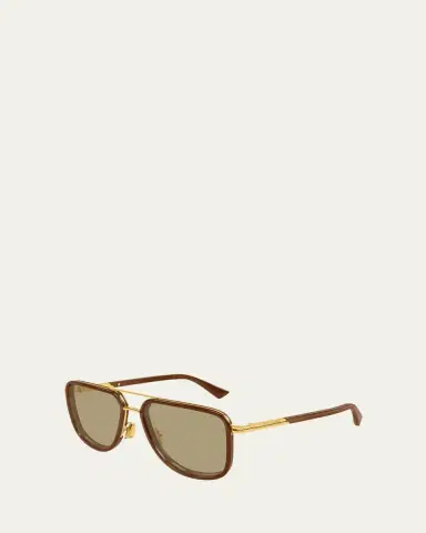 Bottega Veneta 56mm Acetate & Metal Aviator Sunglasses | Thumbnail 2 Bottega Veneta 56mm Acetate & Metal Aviator Sunglasses | Thumbnail 2