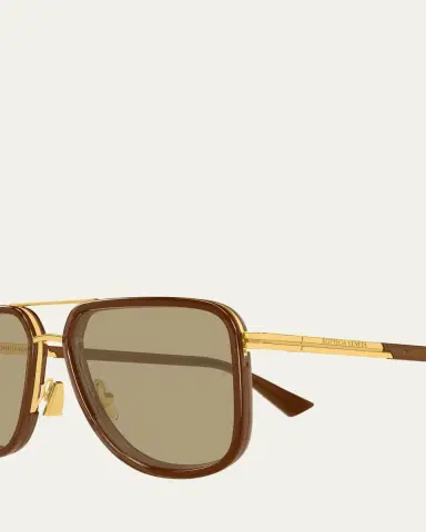 Bottega Veneta 56mm Acetate & Metal Aviator Sunglasses | Thumbnail 3 Bottega Veneta 56mm Acetate & Metal Aviator Sunglasses | Thumbnail 3