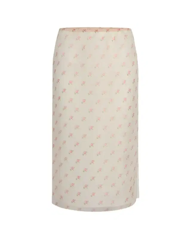 Sydni Rose-Print Silk Midi Skirt