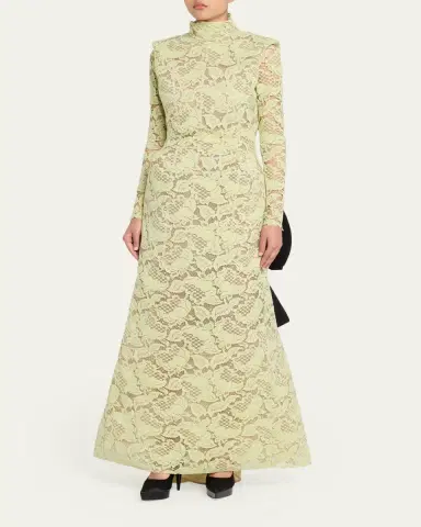 Marc Jacobs Runway Sculptural Lace Long-Sleeve Bow Trumpet Gown | Thumbnail 4