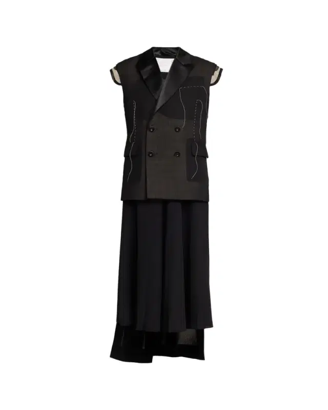 sacai Deconstructed Wool Organza Vest