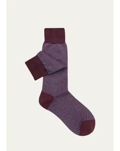 Sozzi Calze Men's Diamond Pattern Cotton Crew Socks | Thumbnail 1 Sozzi Calze Men's Diamond Pattern Cotton Crew Socks | Thumbnail 1