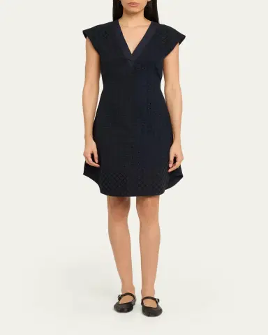 3.1 Phillip Lim Broderie Anglaise Cape-Sleeve Shift Dress | Thumbnail 2 3.1 Phillip Lim Broderie Anglaise Cape-Sleeve Shift Dress | Thumbnail 2