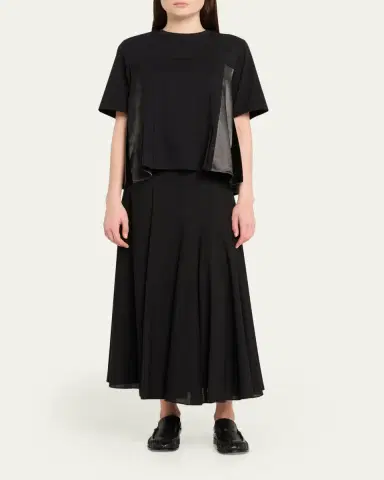 3.1 Phillip Lim Short-Sleeve Mixed-Media Flounce Top | Thumbnail 2 3.1 Phillip Lim Short-Sleeve Mixed-Media Flounce Top | Thumbnail 2