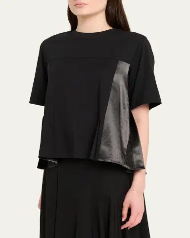 3.1 Phillip Lim Short-Sleeve Mixed-Media Flounce Top | Thumbnail 4 3.1 Phillip Lim Short-Sleeve Mixed-Media Flounce Top | Thumbnail 4