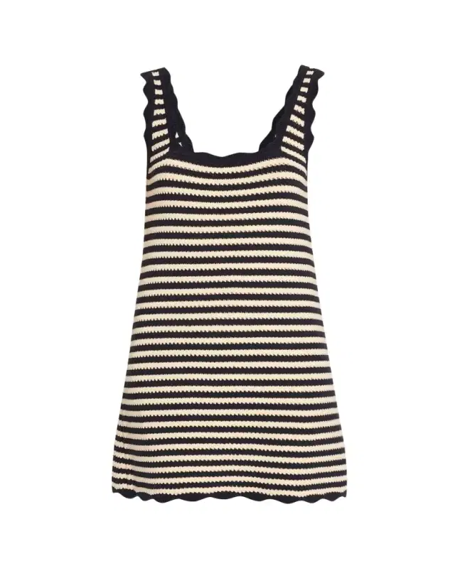 Domeka Stripe Crochet-Knit Mini Dress