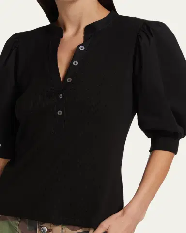 Veronica Beard Coralee Puff Sleeve Button-Front Top | Thumbnail 5 Veronica Beard Coralee Puff Sleeve Button-Front Top | Thumbnail 5