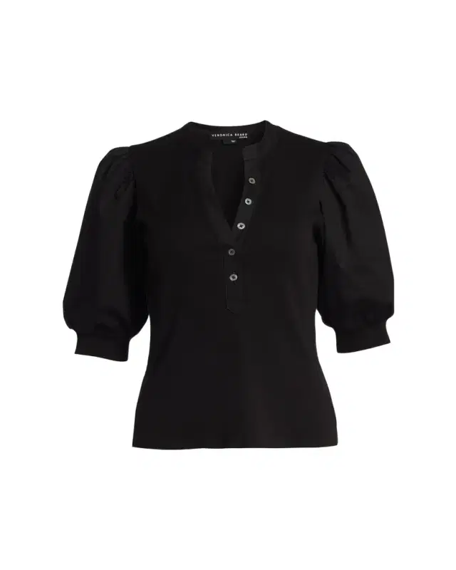 Veronica Beard Coralee Puff Sleeve Button-Front Top