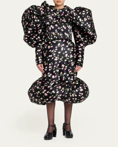 Marc Jacobs Runway Rose-Print Satin Bow Balloon-Sleeve Crop Jacket | Thumbnail 2 Marc Jacobs Runway Rose-Print Satin Bow Balloon-Sleeve Crop Jacket | Thumbnail 2