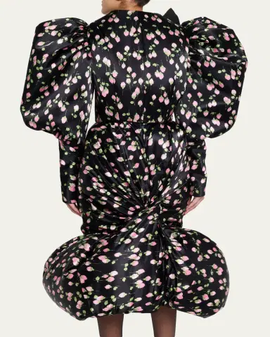 Marc Jacobs Runway Rose-Print Satin Bow Balloon-Sleeve Crop Jacket | Thumbnail 3 Marc Jacobs Runway Rose-Print Satin Bow Balloon-Sleeve Crop Jacket | Thumbnail 3