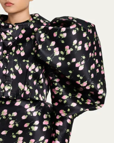 Marc Jacobs Runway Rose-Print Satin Bow Balloon-Sleeve Crop Jacket | Thumbnail 5 Marc Jacobs Runway Rose-Print Satin Bow Balloon-Sleeve Crop Jacket | Thumbnail 5