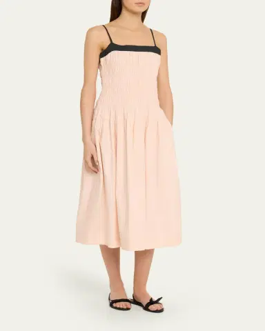 Ciao Lucia Rossella Smocked Cotton Midi Dress | Thumbnail 4 Ciao Lucia Rossella Smocked Cotton Midi Dress | Thumbnail 4