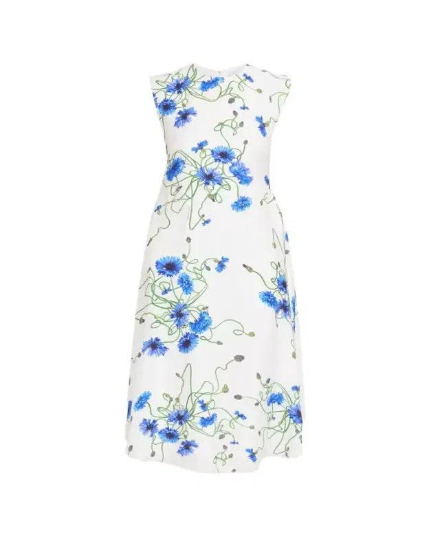 Stella McCartney Floral Print Hammered Viscose Midi Dress