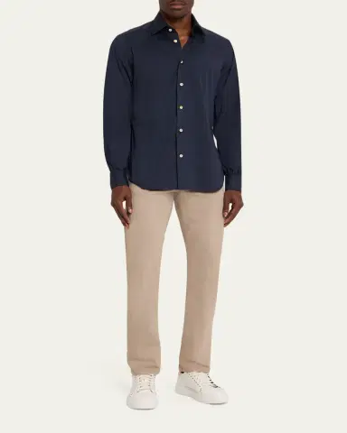Kiton Men's Solid Cotton Sport Shirt | Thumbnail 2