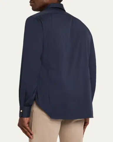 Kiton Men's Solid Cotton Sport Shirt | Thumbnail 3