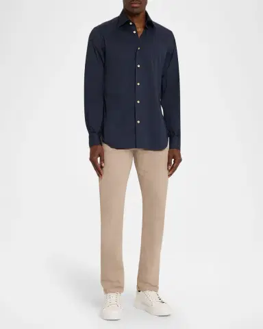 Kiton Men's Solid Cotton Sport Shirt | Thumbnail 6
