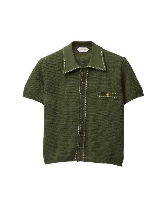 Versace Cotton Knit Button-Down Sweater