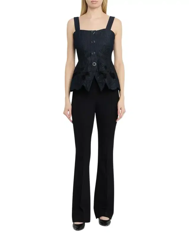 Mirielle Embroidered Denim Top
