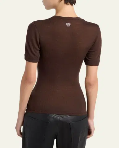 Versace Crewneck Ribbed Wool Tee | Thumbnail 3